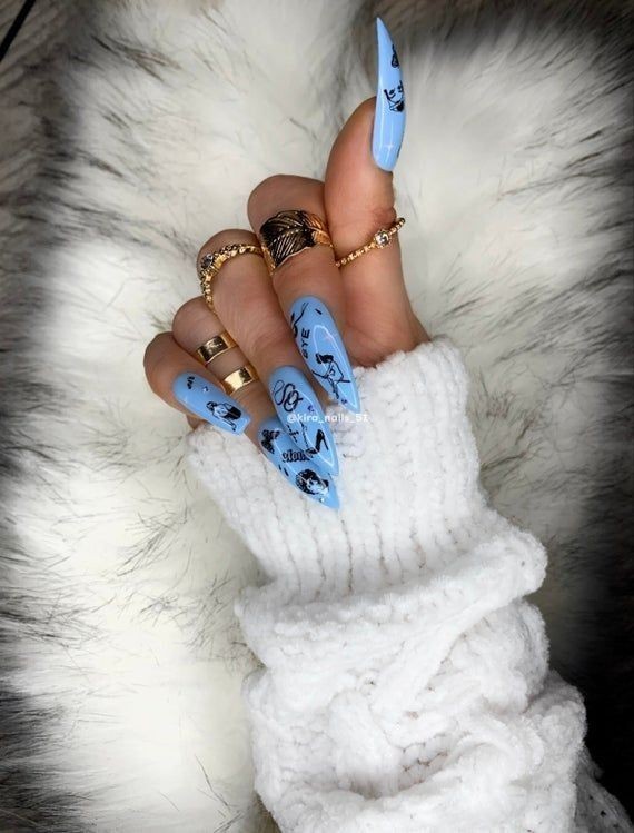 blue gothic nails