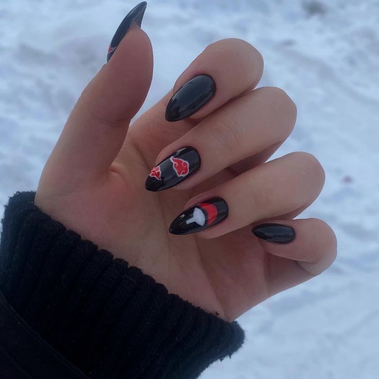 black and red edgy nails