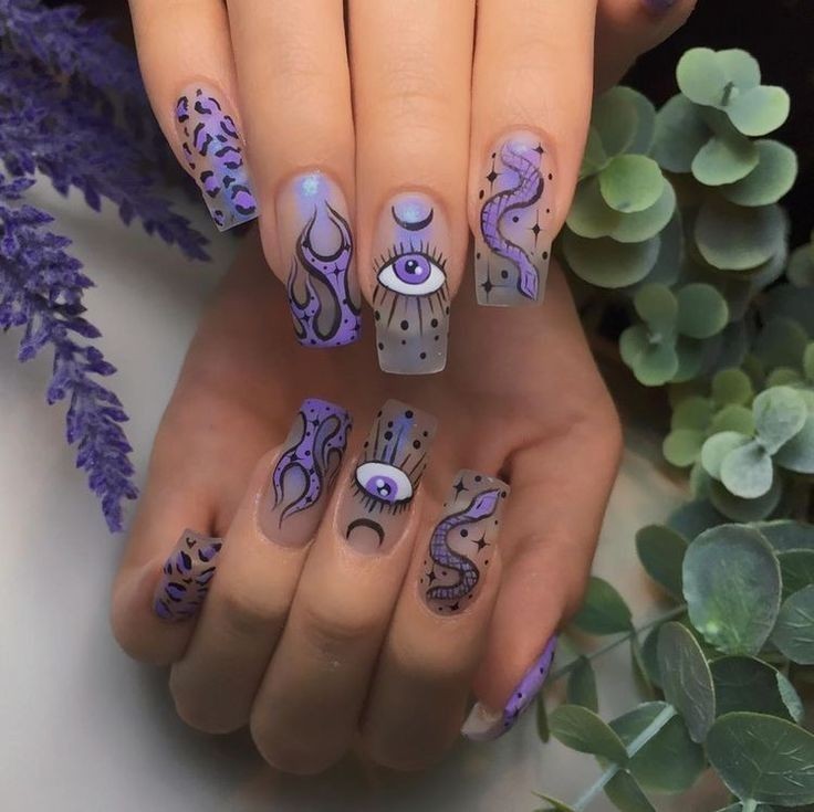 Purple witchy nails
