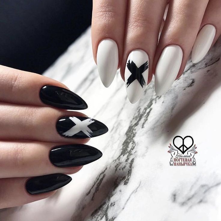 black and white edgy nails