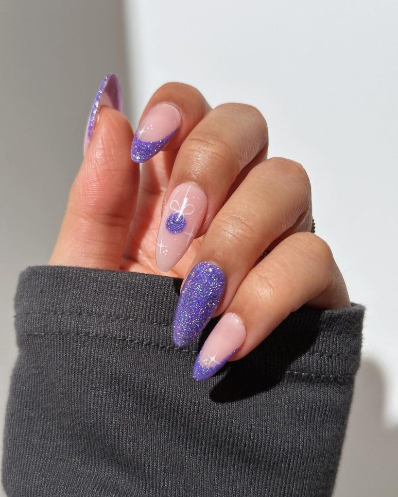 purple sparkly Christmas nail ideas