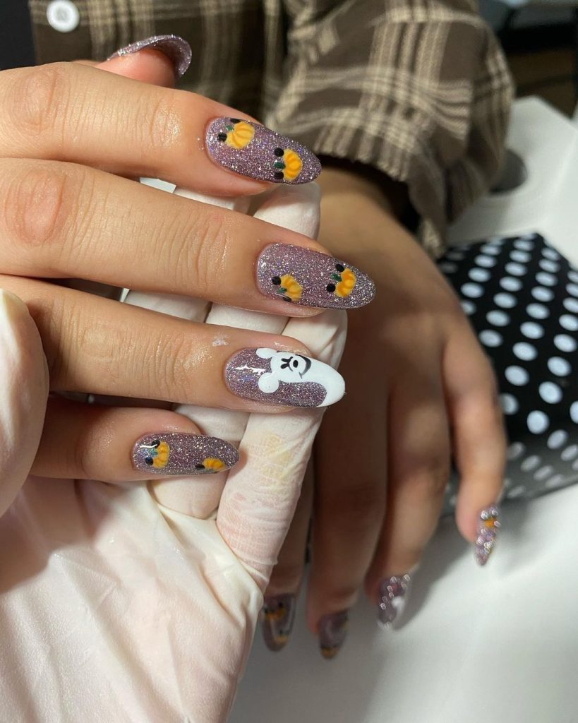 glitter Disney Halloween nail ideas