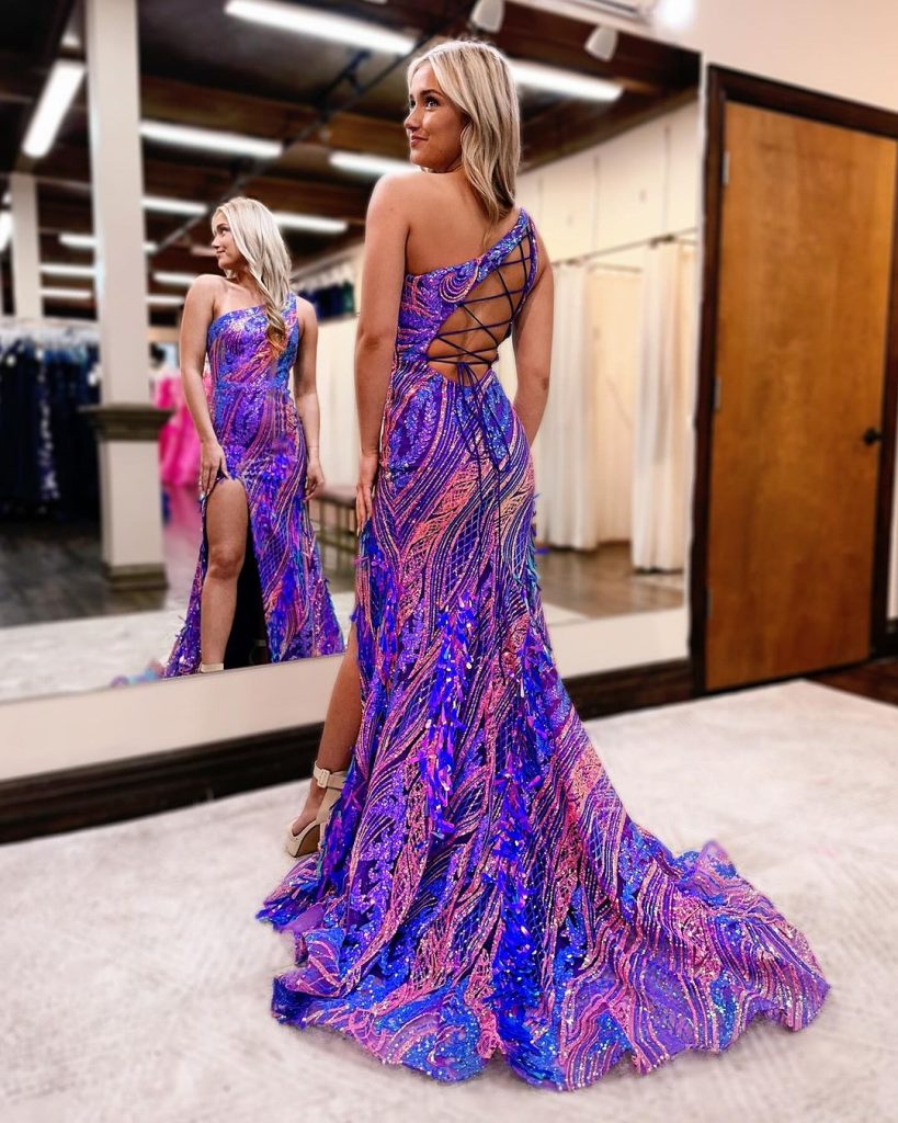 purple and gold prom dress ideas