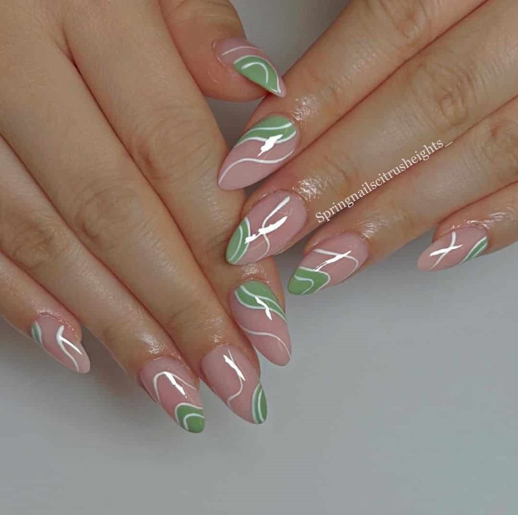 swirl July nail design ideas