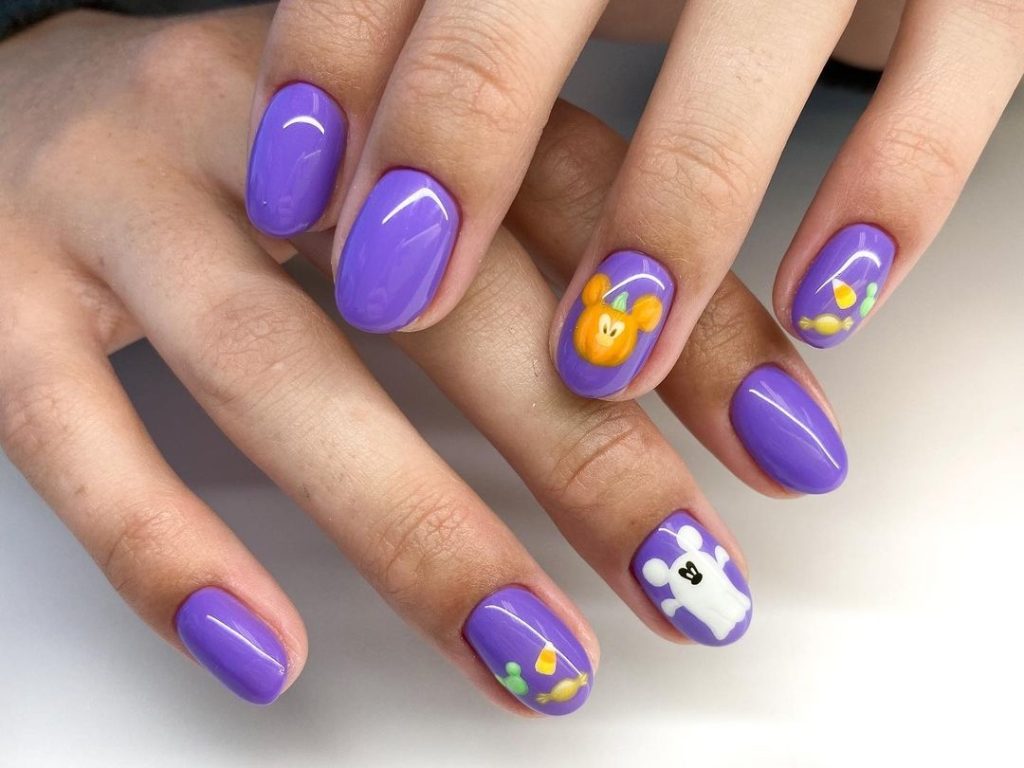 purple Disney Halloween nail ideas