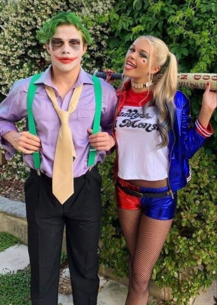 Harlequin and joker Halloween costumes for couples