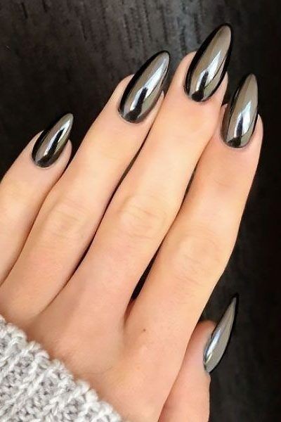 black metallic nail design ideas