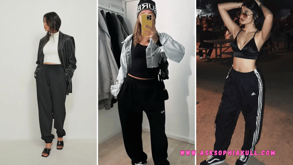 black sweatpants outfit ideas