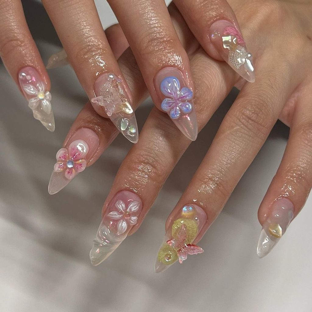 clear jelly butterfly nails