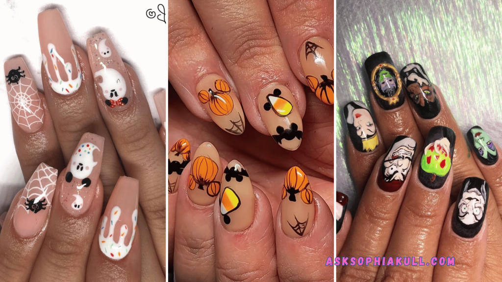 cute and easy Disney Halloween nail ideas