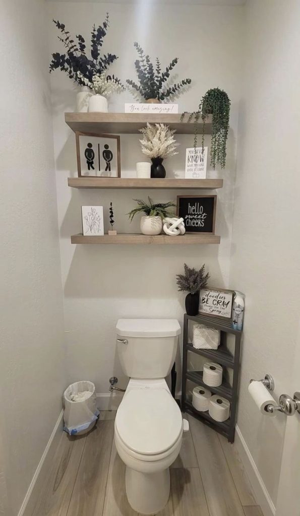 farmhouse above the toilet decor ideas