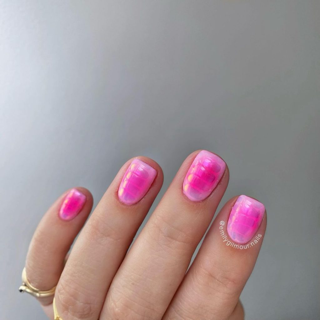 pink snake print nail art