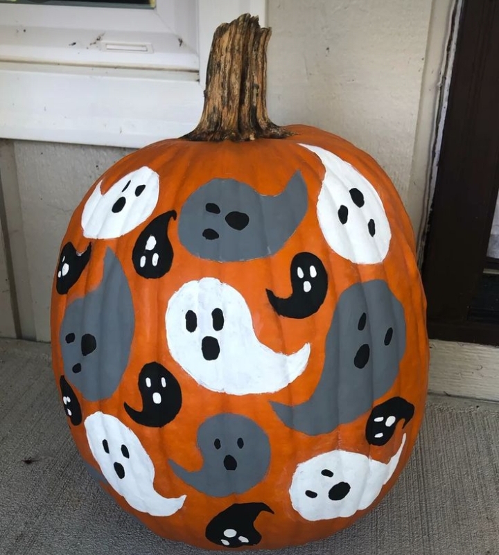 pumpkin painted as a ghost