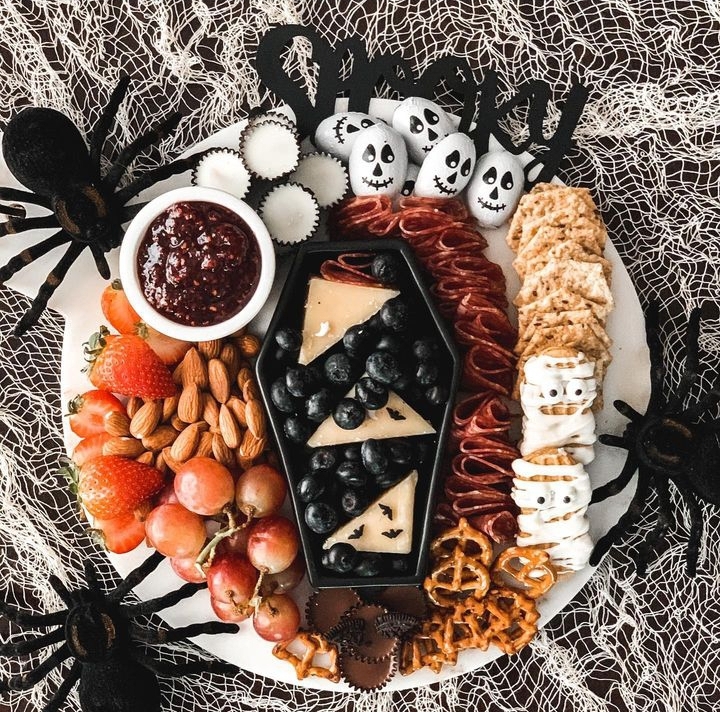 Halloween Charcuterie board with almonds