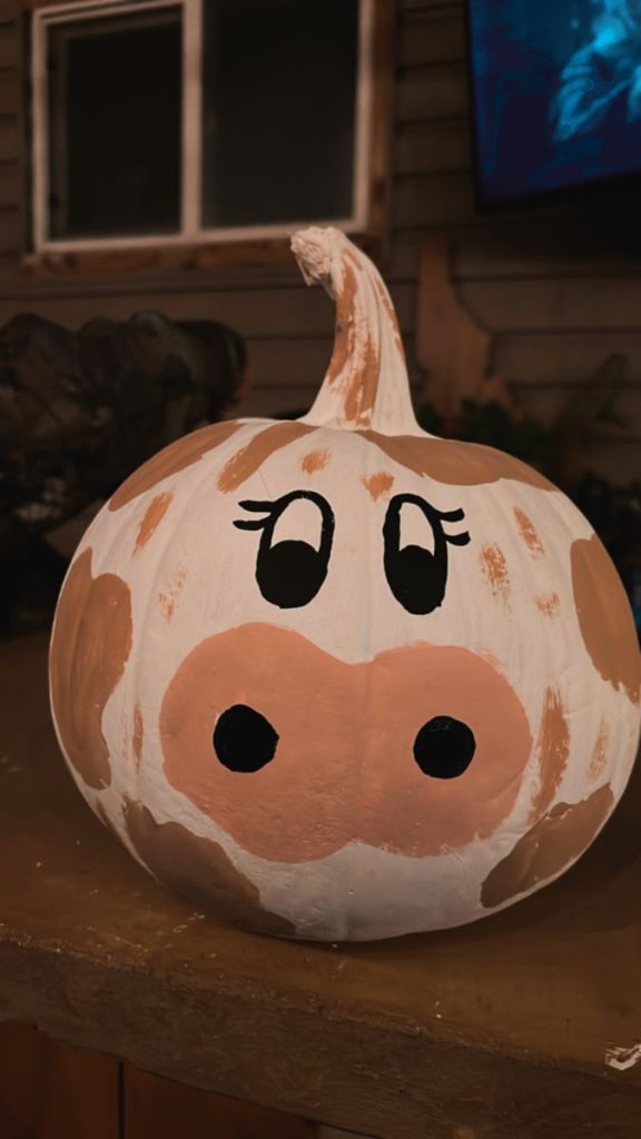 pumpkin painted as a cow