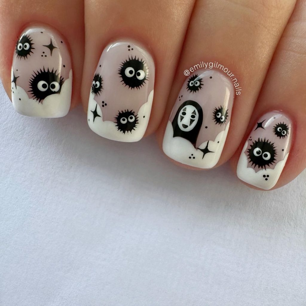 black Halloween nail design ideas