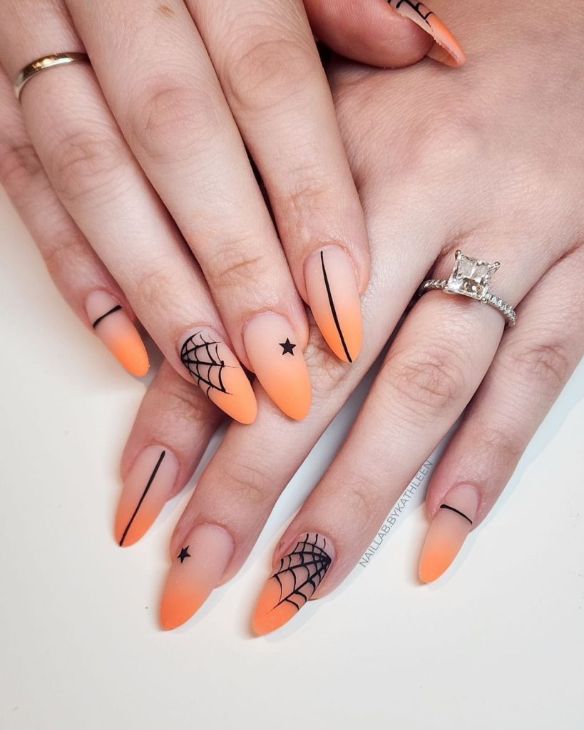 orange Halloween nail design ideas