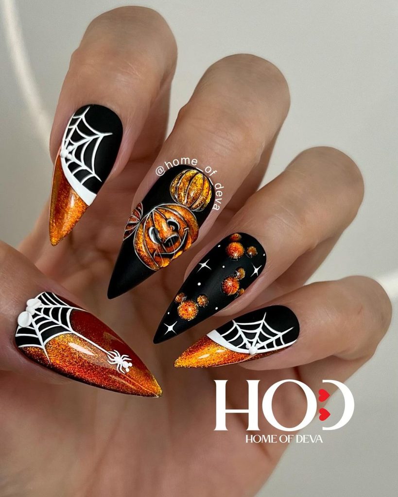 orange Halloween nail design ideas