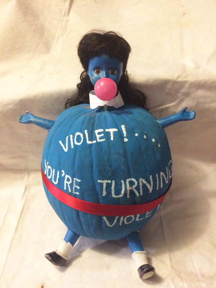 pumpkin painted as violet in willy Wonka