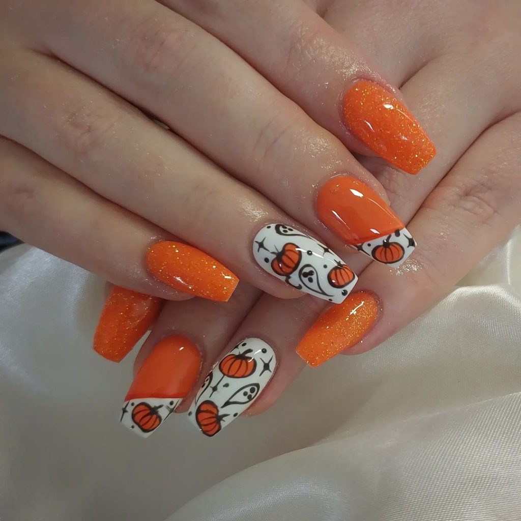 orange Halloween nail design ideas