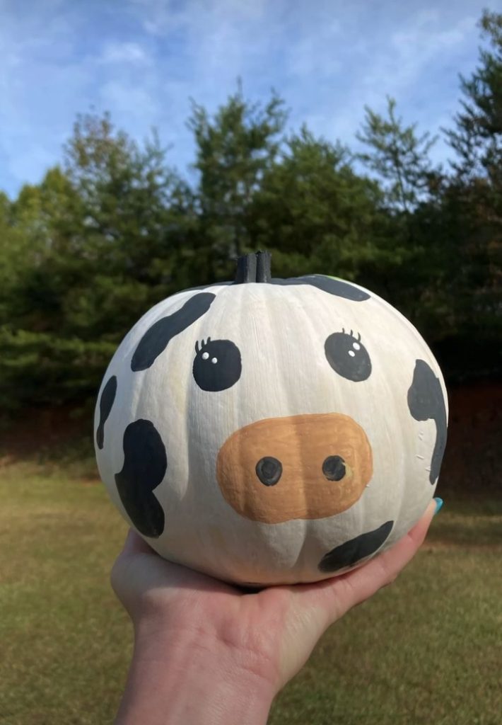 pumpkin painted as a cow