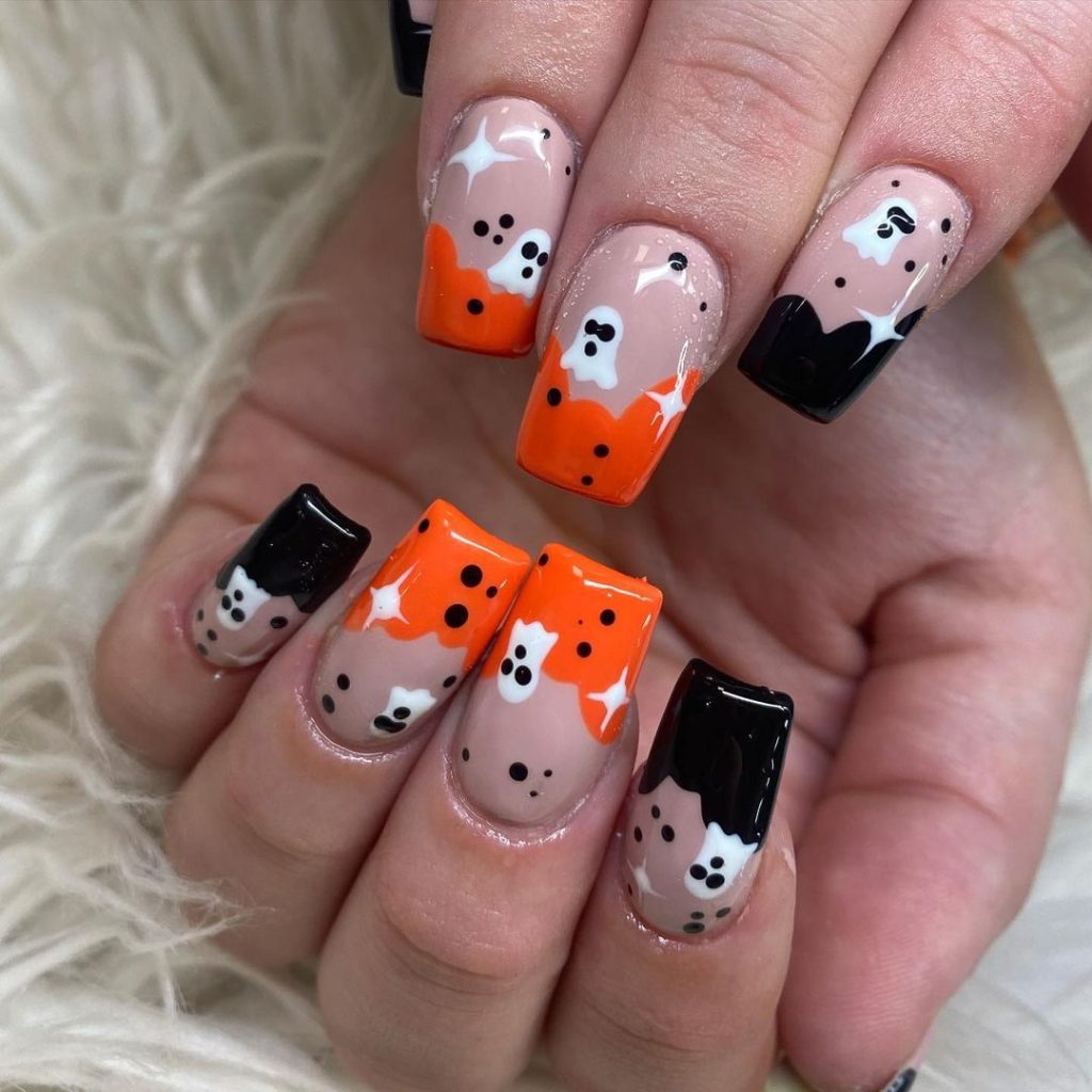 orange Halloween nail design ideas