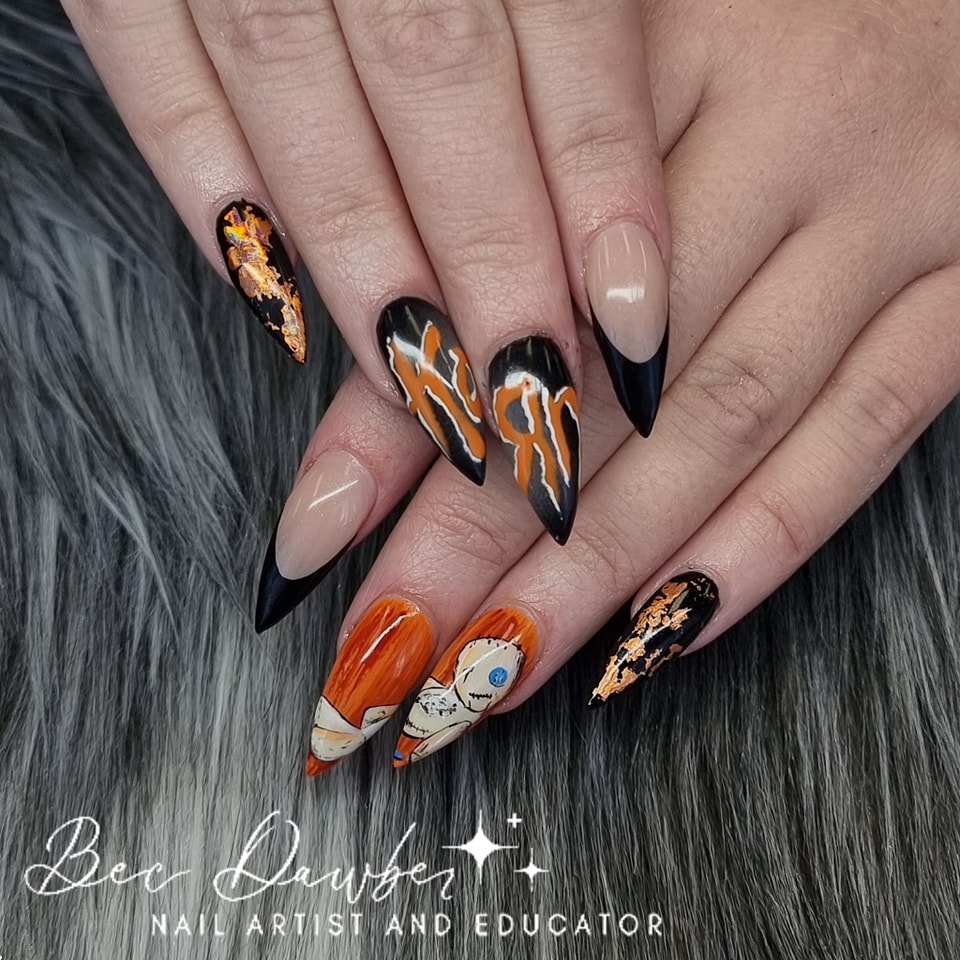 orange Halloween nail design ideas