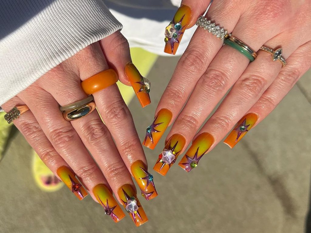 orange Halloween nail design ideas