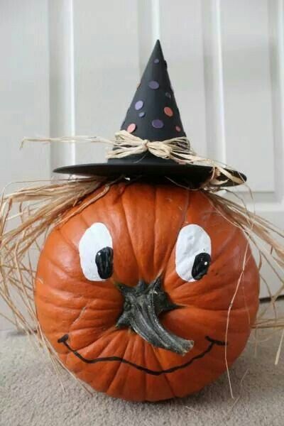 pumpkin painted as a witch