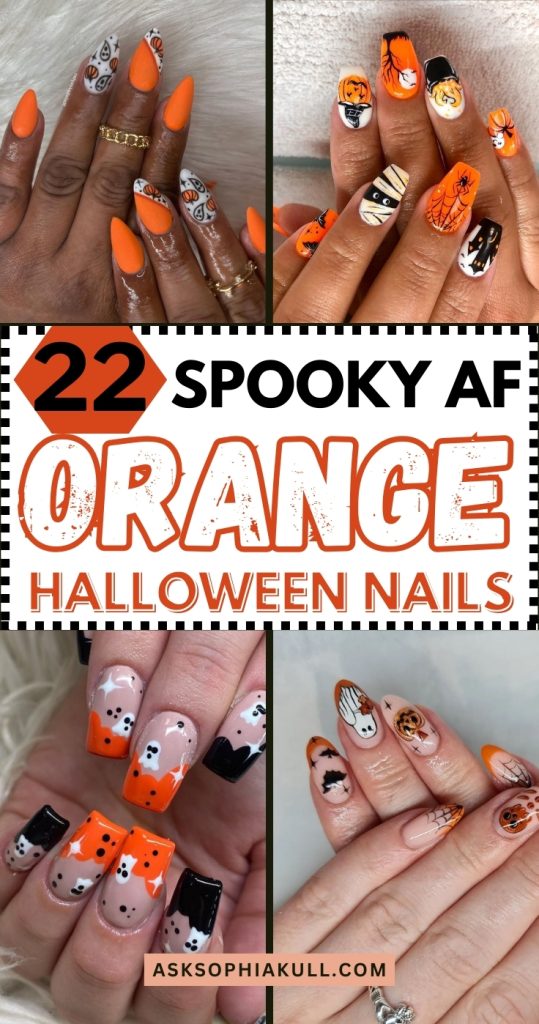 orange Halloween nails