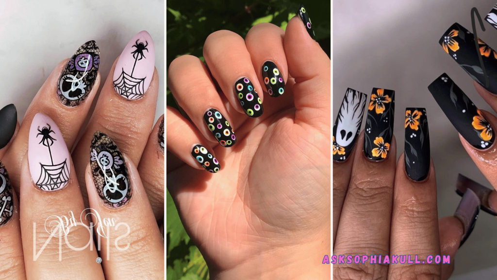 black Halloween nail design ideas