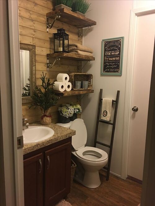 rustic farmhouse above the toilet decor ideas