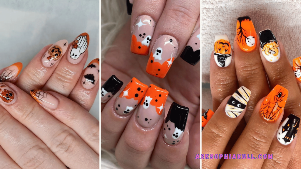 orange Halloween nails ideas