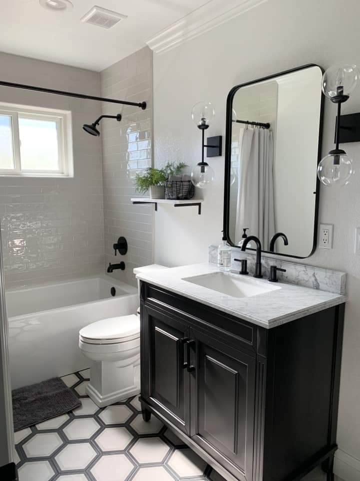 black and white bathroom