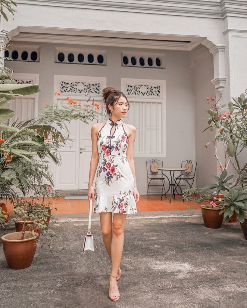 Cheongsam and strappy sandals