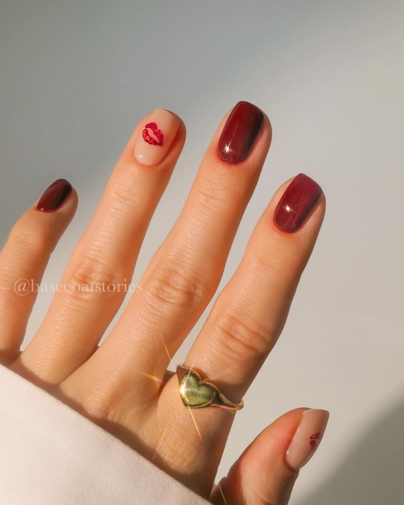 red nails design simple