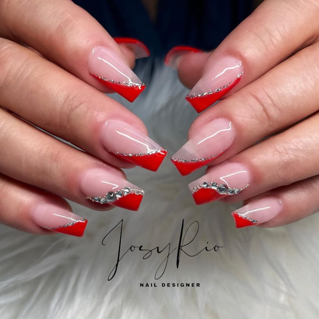 red nails design bridal