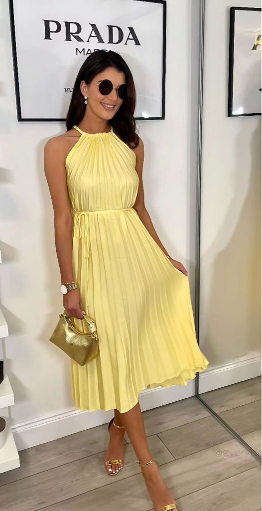 yellow-dress-gold-shoes