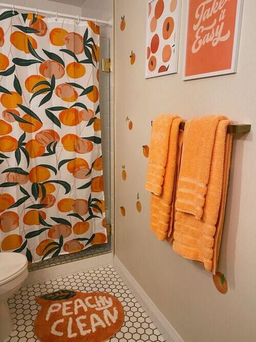 orange dorm bathroom ideas