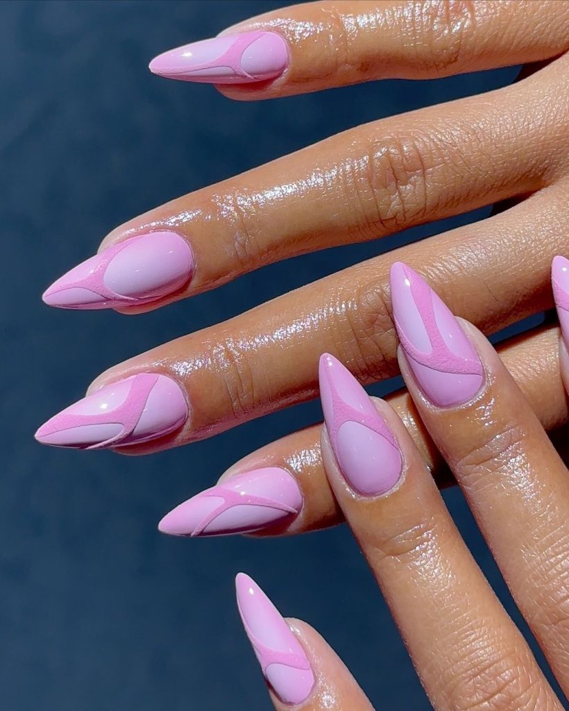 solar pink and white nails