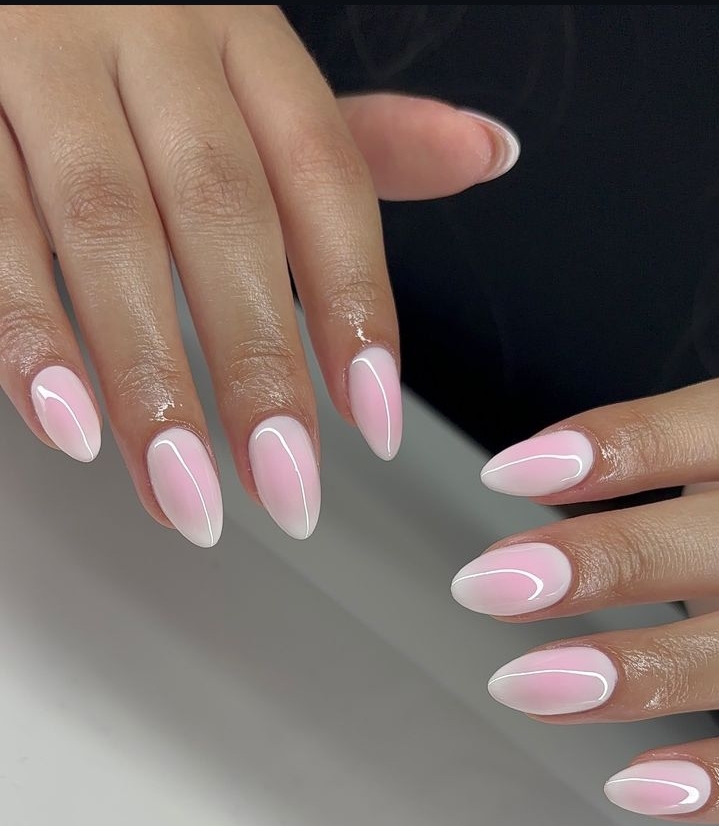 solar pink and white nails