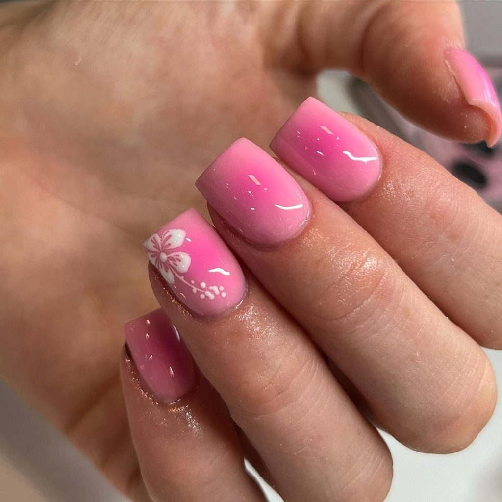 solar pink and white nails