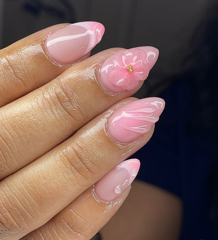 solar pink and white nails