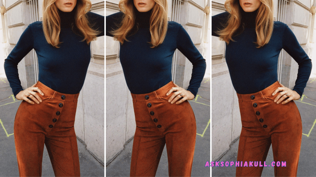 best color of top to wear with rust-colored pants