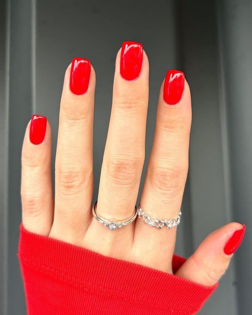 best nail polish color to wear with a red dress: red