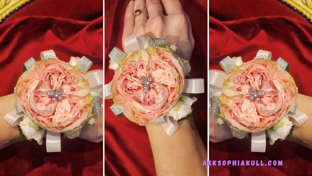 what color corsage with red dress