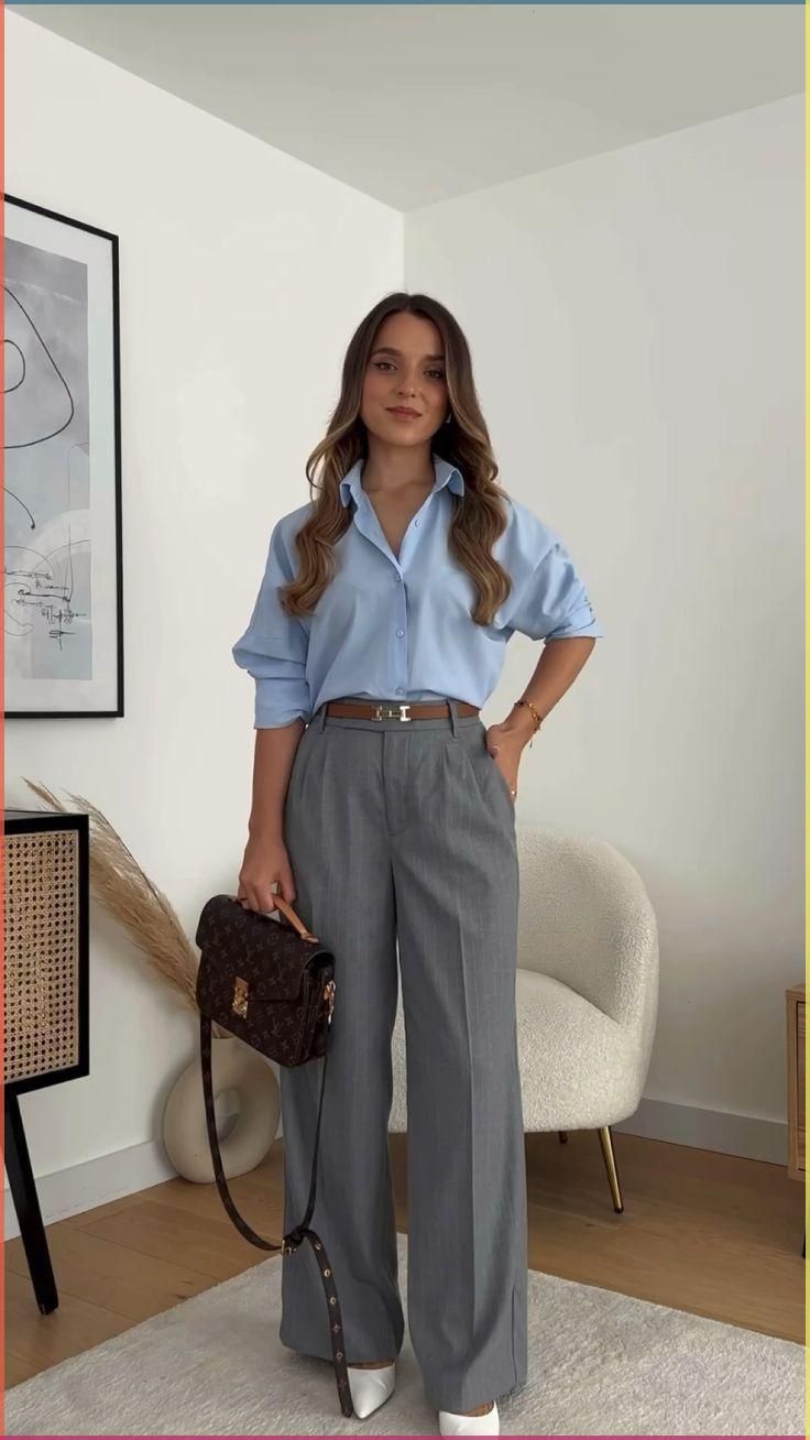 grey Color Pants For Blue Shirt 