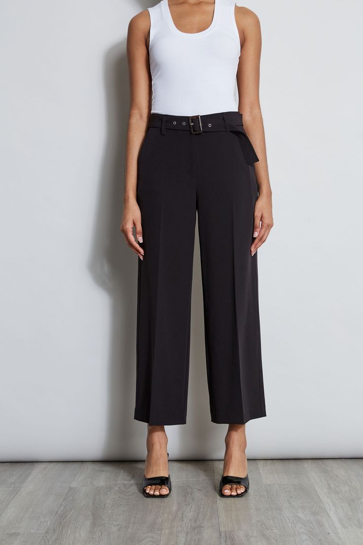 Block Heel Sandals + Cropped Wide-Leg Pants