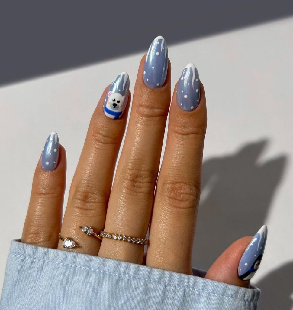 blue Winter Nail Design Ideas