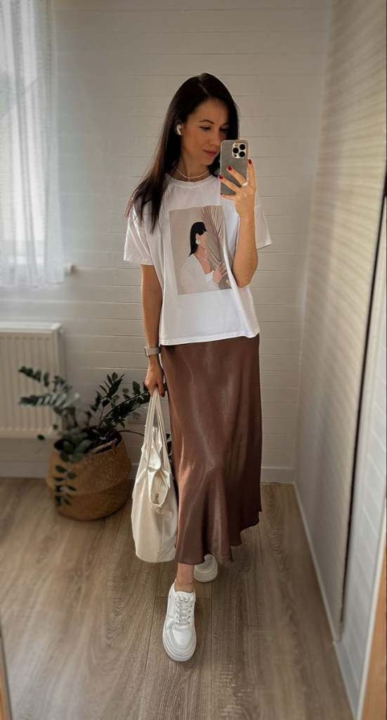 Graphic Tee & Slip Skirt